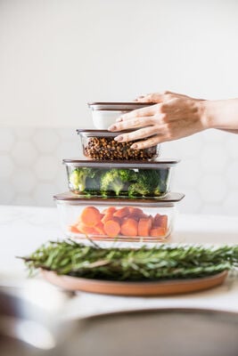 CONTENEDOR RECTANGULAR GLASS AND WOOD ACACIA M